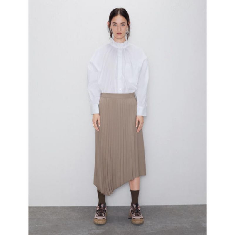 ZARA CONTRASTING PLEATED SKIRT