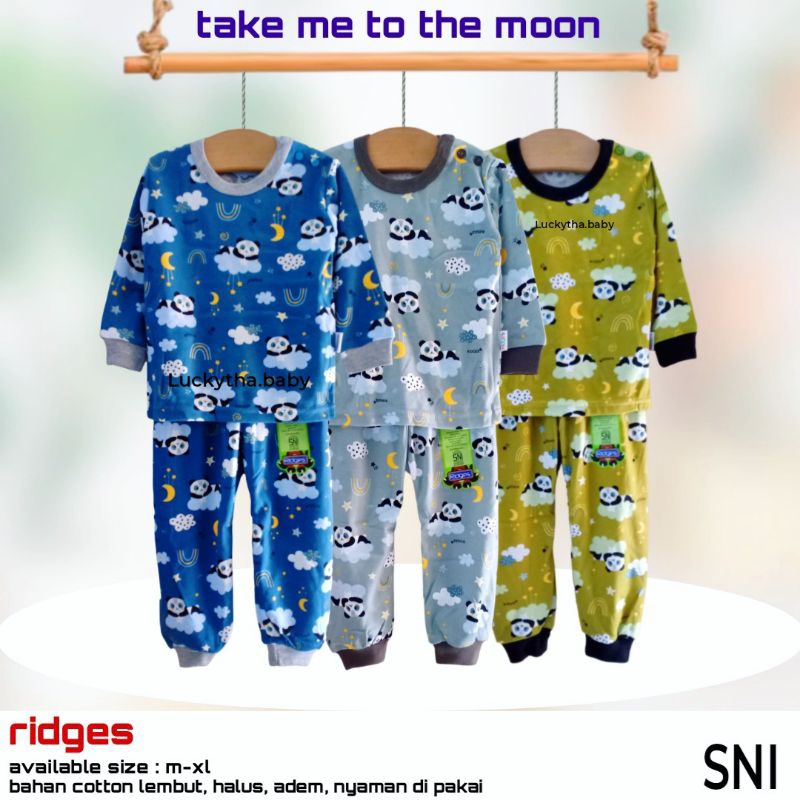 ridges 3pcs- Setelan  Panjang anak laki-laki dan perempuan / setelan anak ridges