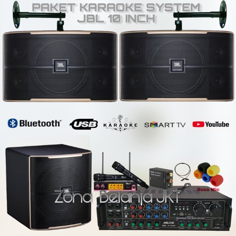 PAKET SOUND SYSTEM KARAOKE SPEAKER JBL PASION 10 10 INCH + SUBWOOFER JBL 12 INCH AKTIF AMPLIFIER USB