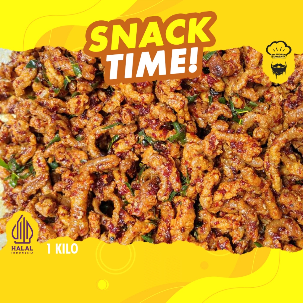 

[1 KILO] Keripik Usus Krispy Kemasan Bumbu Basah Pedas Daun Jeruk Free Pack Kardus Dan Bublewrap