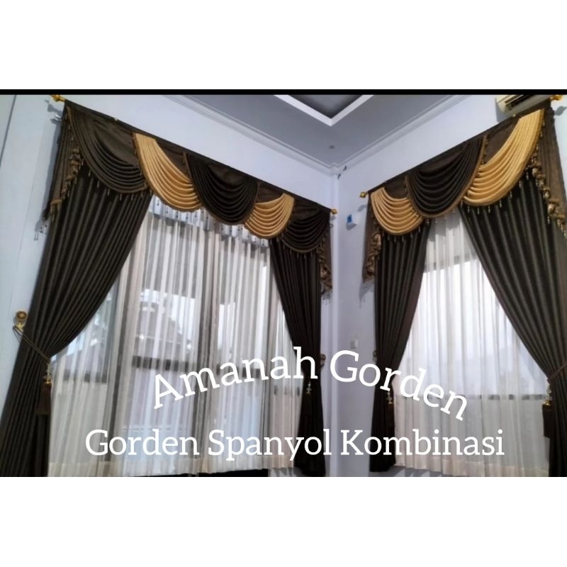 Gorden Poni Pintu Utama Model Spanyol Gorden Mewah Poni Gelombang BiSa Rikwes Ukuran Gorden Minimali