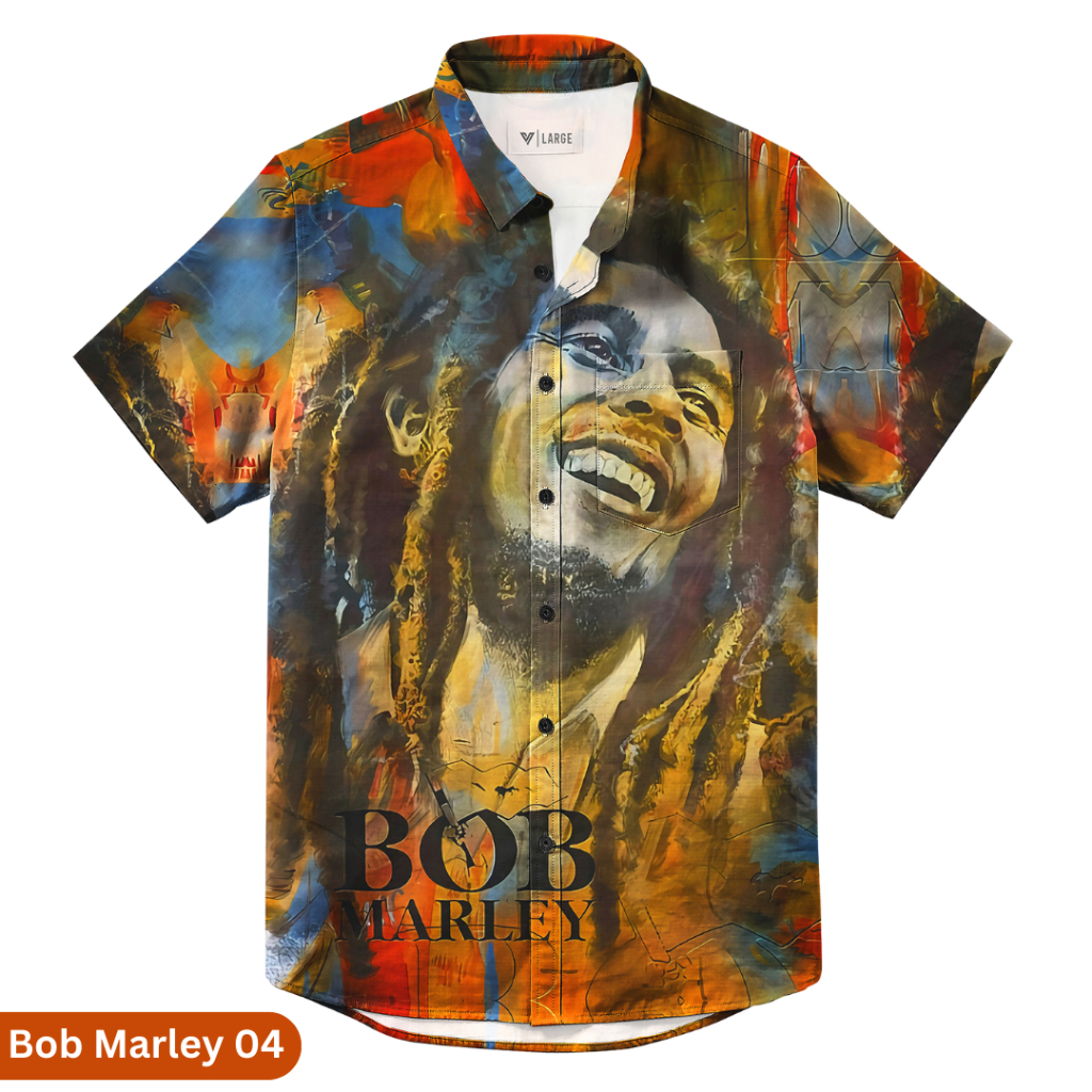 Kemeja Pria Lengan Pendek Premium -  Bob Marley