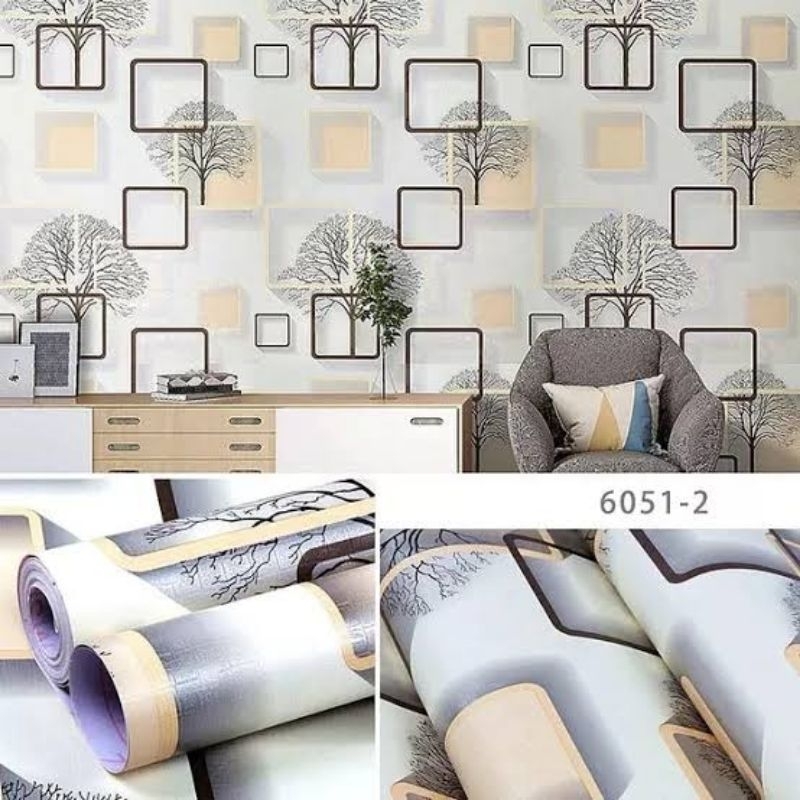Wallpaper Sticker kotak cream dp1043