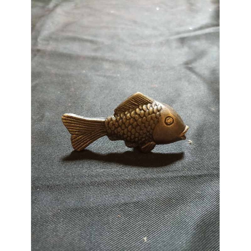 Knob Handle Laci Lemari Kuningan Motif Ikan