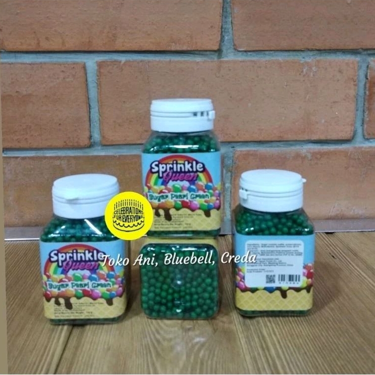 

Sprinkle Sugar Pearl Green Polished 4mm , Botol 100gr ( 067-BB40P )