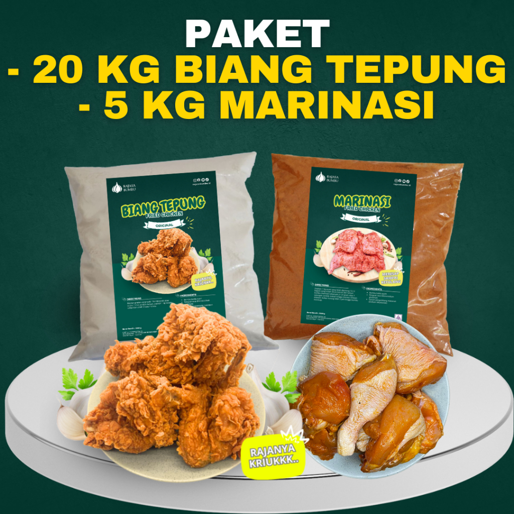 

Promo Paket 20 Kg Biang Tepung Fried Chicken dan 5 Kg Bumbu Marinasi