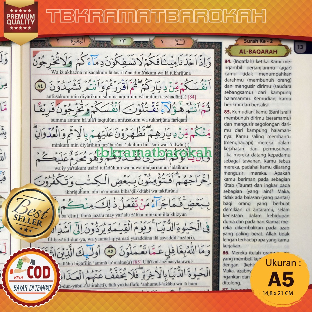 Al-Quran Mujazza Perjuz Al-Munjid Per-Juz Ukuran A5 Tanggung Lengkap Terjemah Dan Tajwid Warna Alqur
