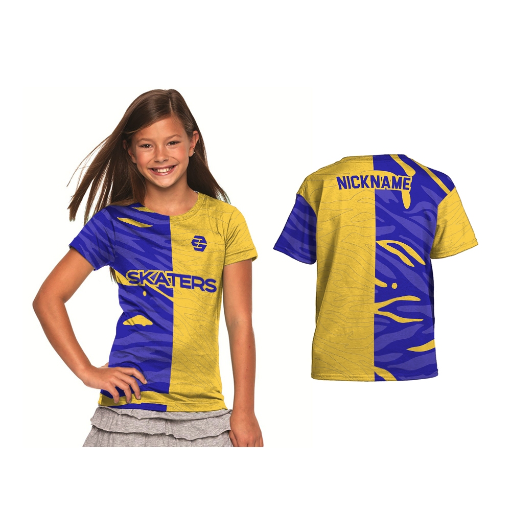 Baju Kaos T-Shirt Anak Jersey Olahraga Sepatu Roda Abstrak Full Print
