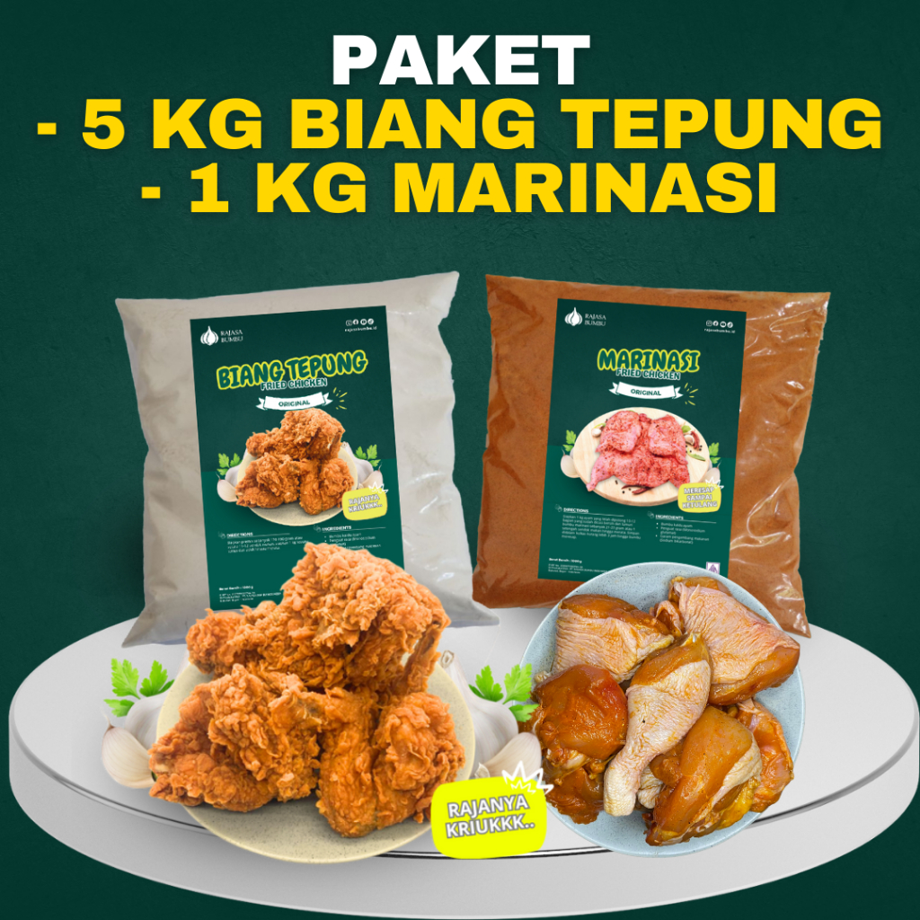 

Promo Paket 5 Kg Biang Tepung Fried Chicken dan 1 Kg Bumbu Marinasi