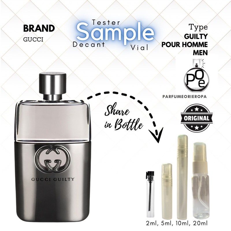 Parfum Gucci guilty pour homme men sample decant vial tester original