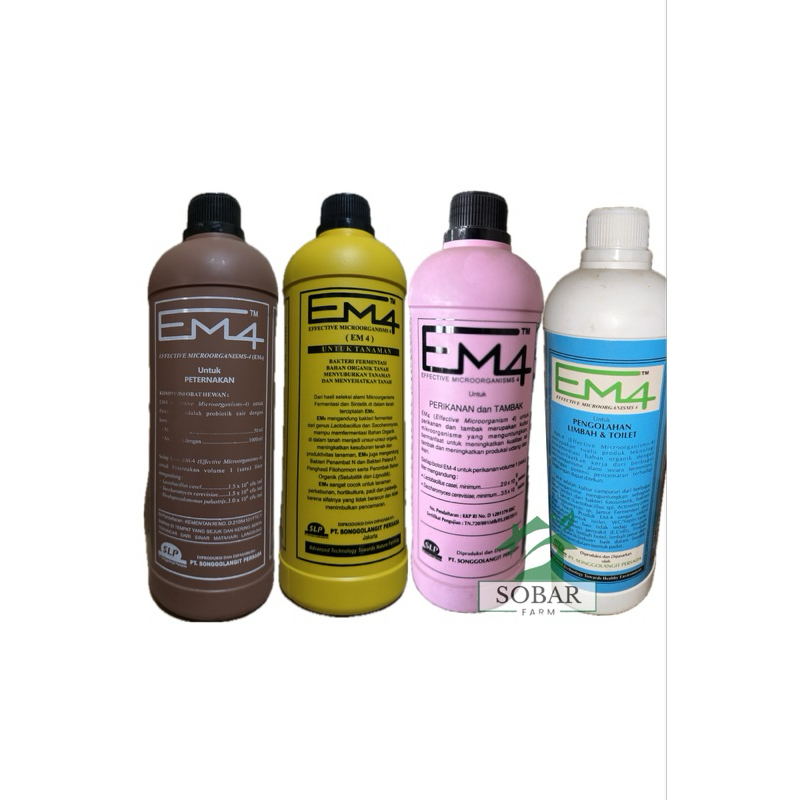 EM4 perikanan dan pertambakan - EM4 Perternakan - EM4 tanaman - EM4 pengolahan limbah dan toilet