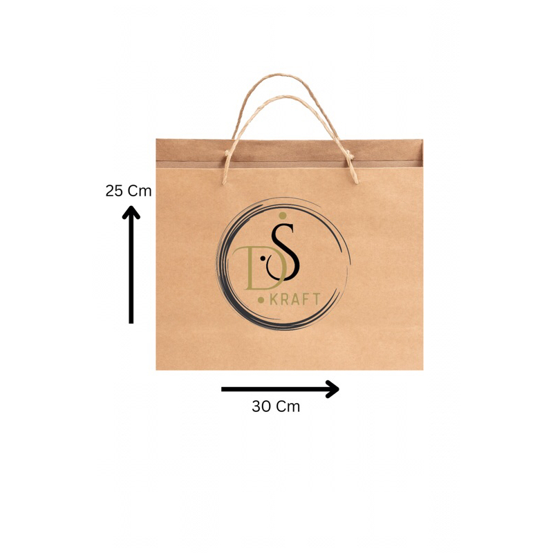 

Paperbag Kraft ukuran 30x25x10 bisa custom desan dan sablonan