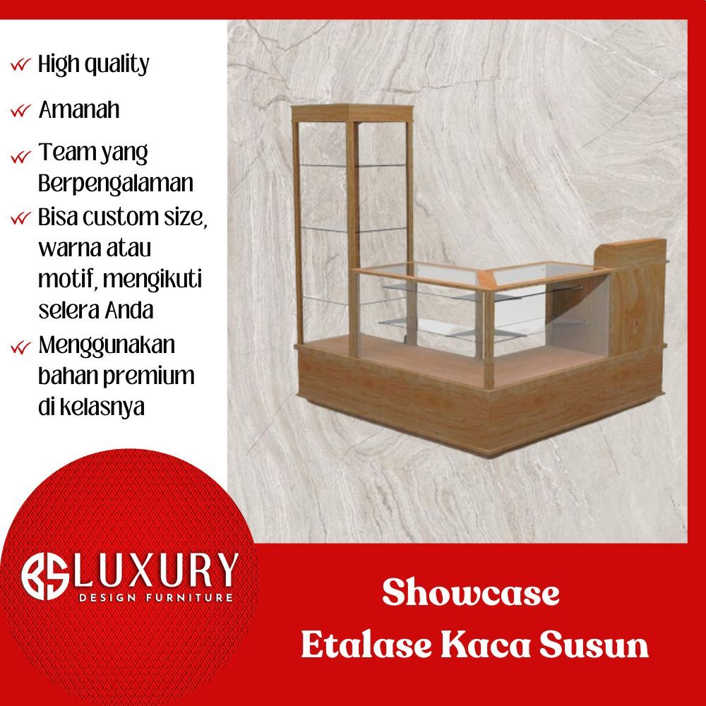 Showcase Etalase Kaca Susus Etalase Kaca Display Perhiasan Jam DLL