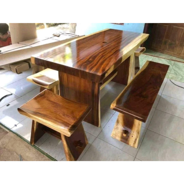 MEJA MAKAN KAYU TREMBESI KURSI MAKAN TREMBESI KURSI MEJA MAKAN KOKOH DAN KUAT TANPA SAMBUNGAN
