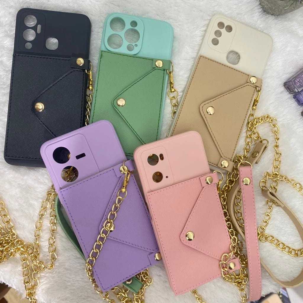 Case Dompet + Rantai For Realme C55 C33 C35 C31 C53 C51 C33 C11 C12 C15 C20 C21Y Realme 11 Pro Realm
