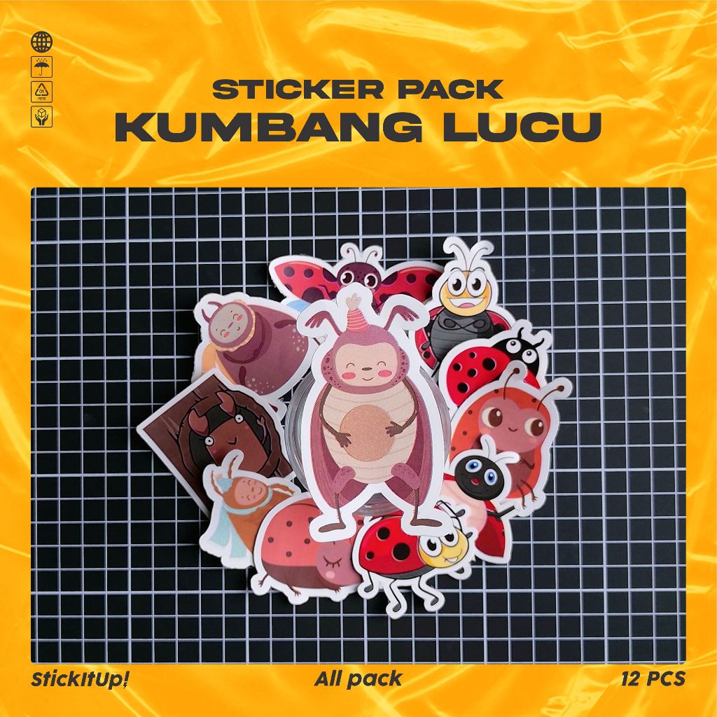 

COD✨ StickitUp Stiker Pack Kumbang Lucu Untuk Koper Laptop Skateboard