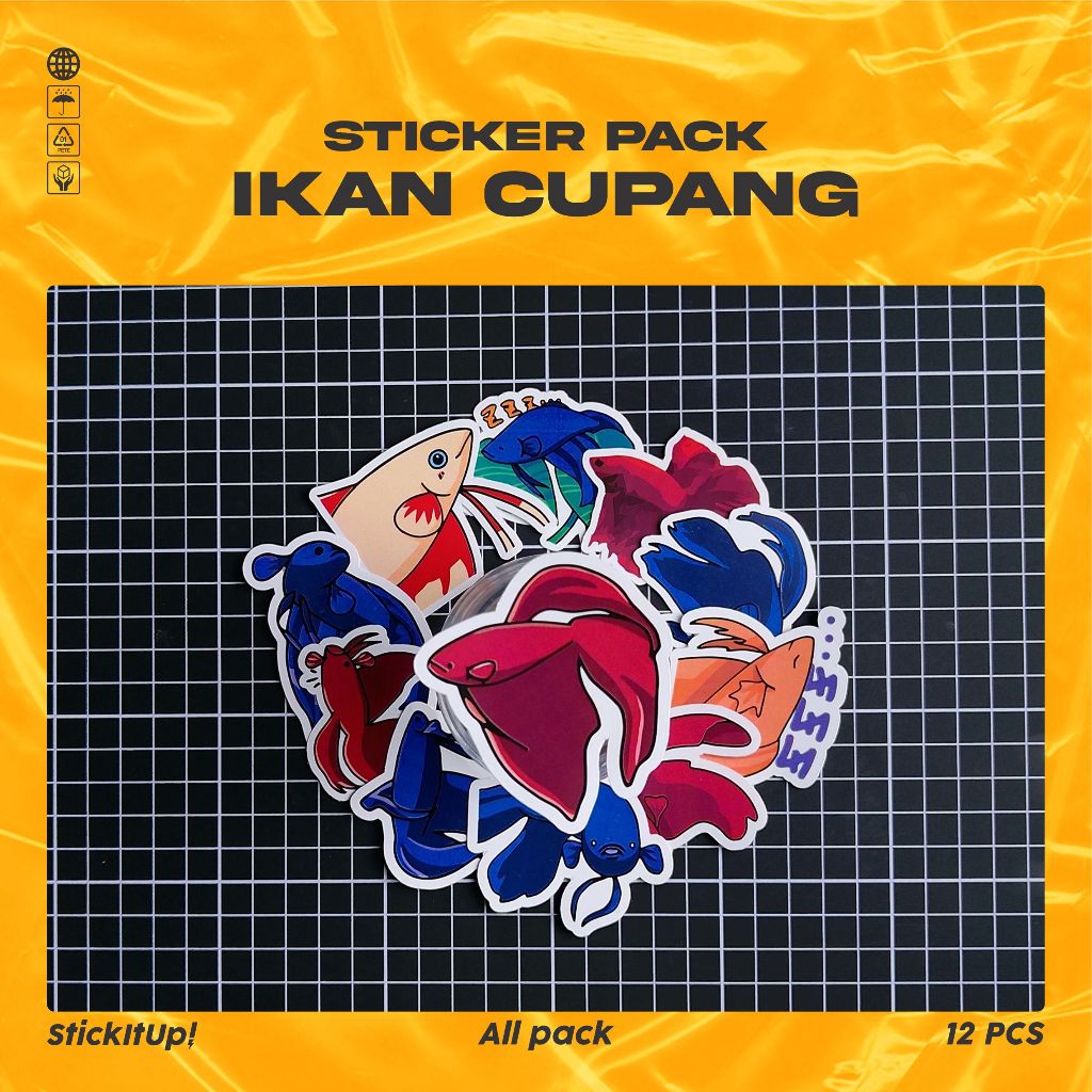 

COD✨ StickitUp Stiker Pack Ikan Cupang Lucu Untuk Koper Laptop Skateboard