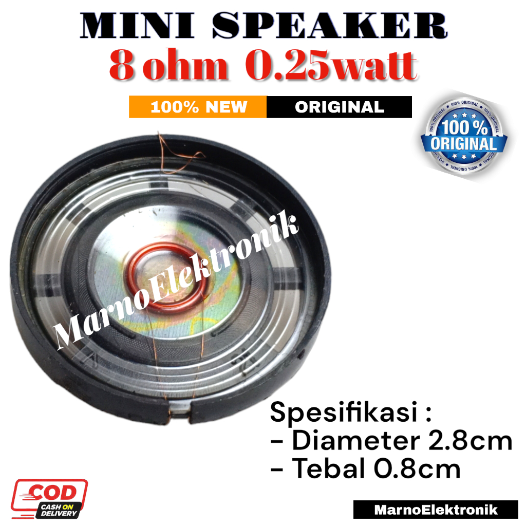 MINI SPEAKER 8 OHM 0,25 WATT SPEKER MINI 8OHM 0.25W ORIGINAL