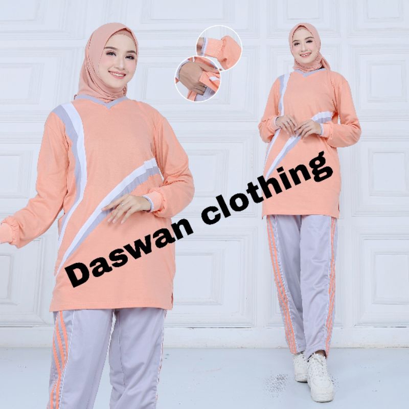 setelan baju olahraga Tunik seragam kaos trening olahraga wanita muslimah