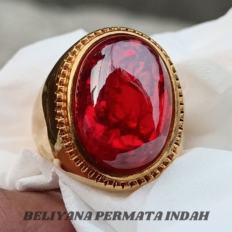 Cincin Batu Red Garnet Pecah Seribu Asli Sufer mewah