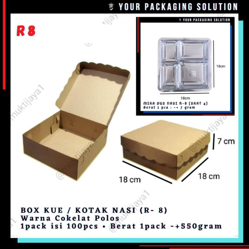 

DUS NASI R8 KRAFT + MIKA UK. 18x18x7cm / KOTAK KUE / KOTAK SNACK / KOTAK NASI / KOTAK HAJATAN / BOX BERKAT / DUS MAKANAN