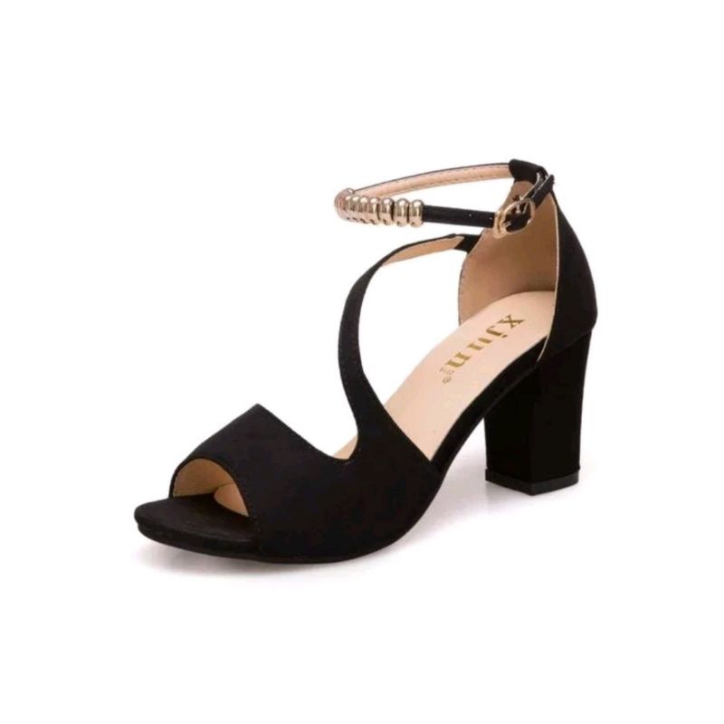 Sandal Heels Kepang Tali Emas