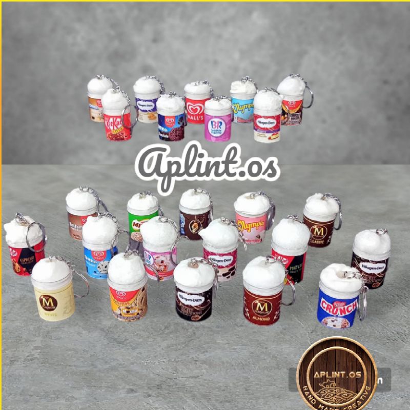 100 pcs Gantungan Kunci miniatur snack es krim cup