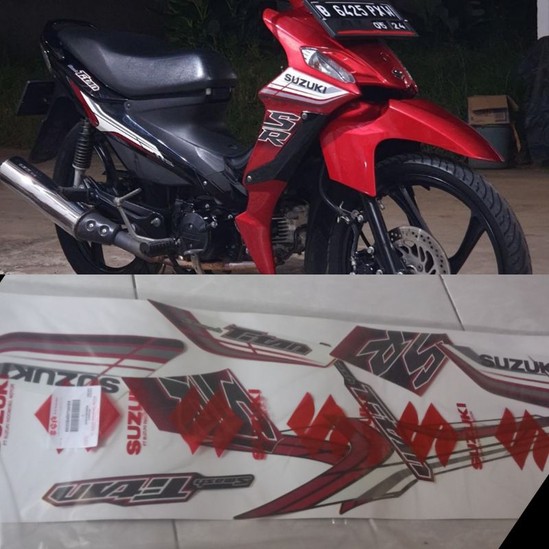 Striping list body set suzuki Smash Titan SR 115 merah hitam 2013 Original sgp 68000B45H70NHEK