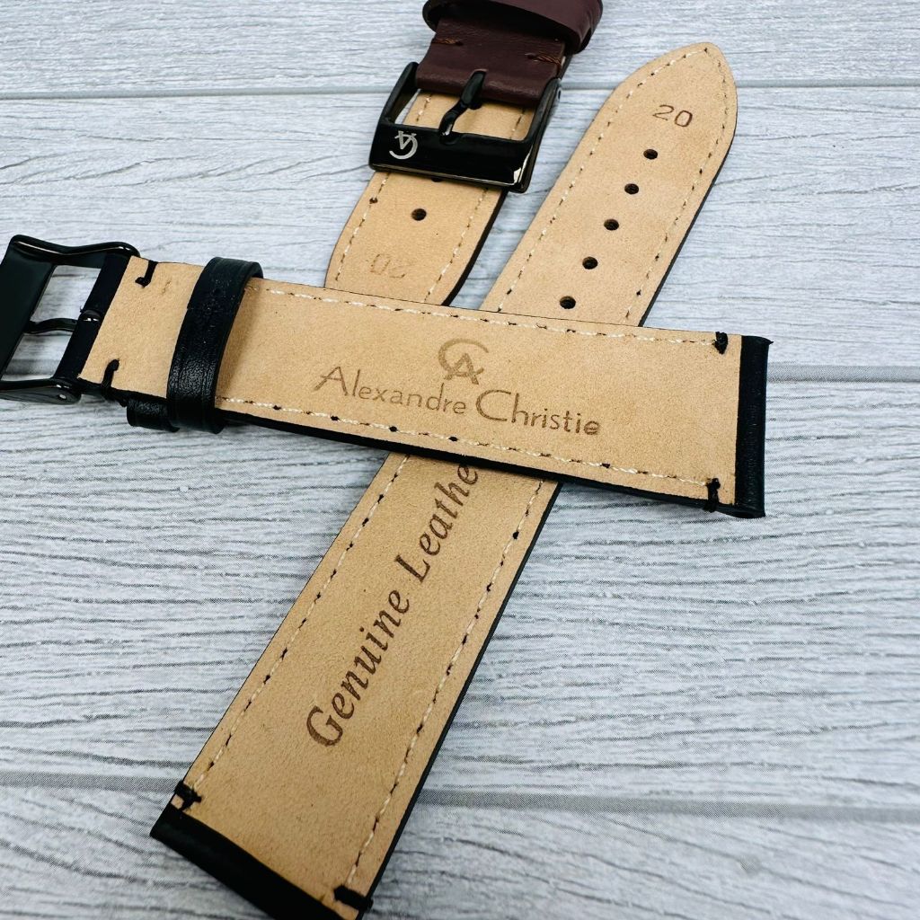 Strap Kulit Alexandre Kulit Tipis Pria Wanita Model Klasik Ukuran 18mm 20mm 22mm Alexandre Christie 