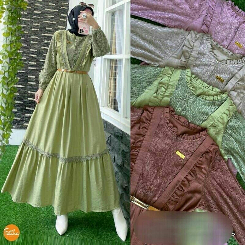 (COD) GAMIS/MAXY DRESS CRINKLE AIRFLOW MIX BROKAT