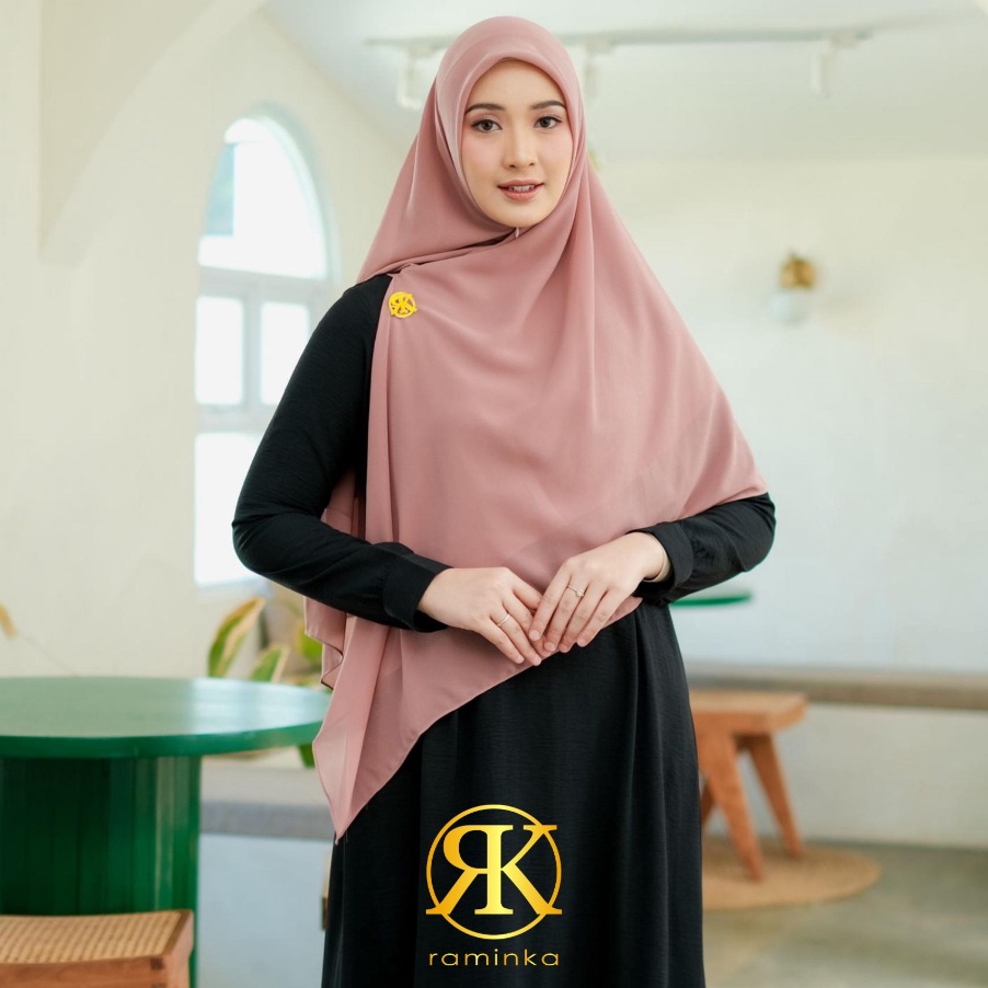 TERBARU Raminka Hijab Syari Fatimah Khimar 2 Layer Kerudung Instan Jilbab instan Hijab Zipper Instan