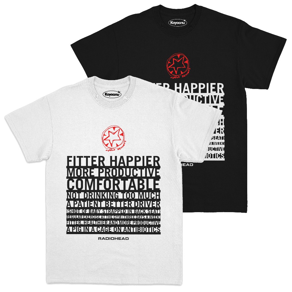 T-shirt RADIOHEAD - FITTER HAPPIER | Kaos Band Radiohead