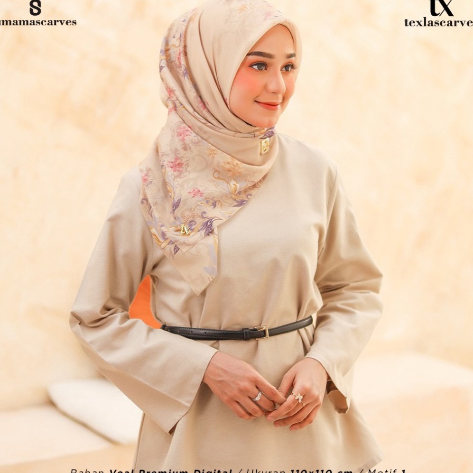 77 Part 1TEXLA SCARVES BOX MOTIF BY UMAMA SCARF FREE BROOCH Jilbabkerudung Standart 1111