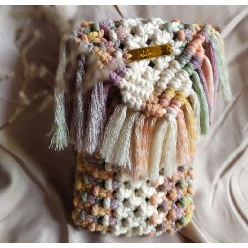 Tas Selempang HP / Tas Rajut Macrame / Tas Perempuan / Tas Hp / Tas Rajut