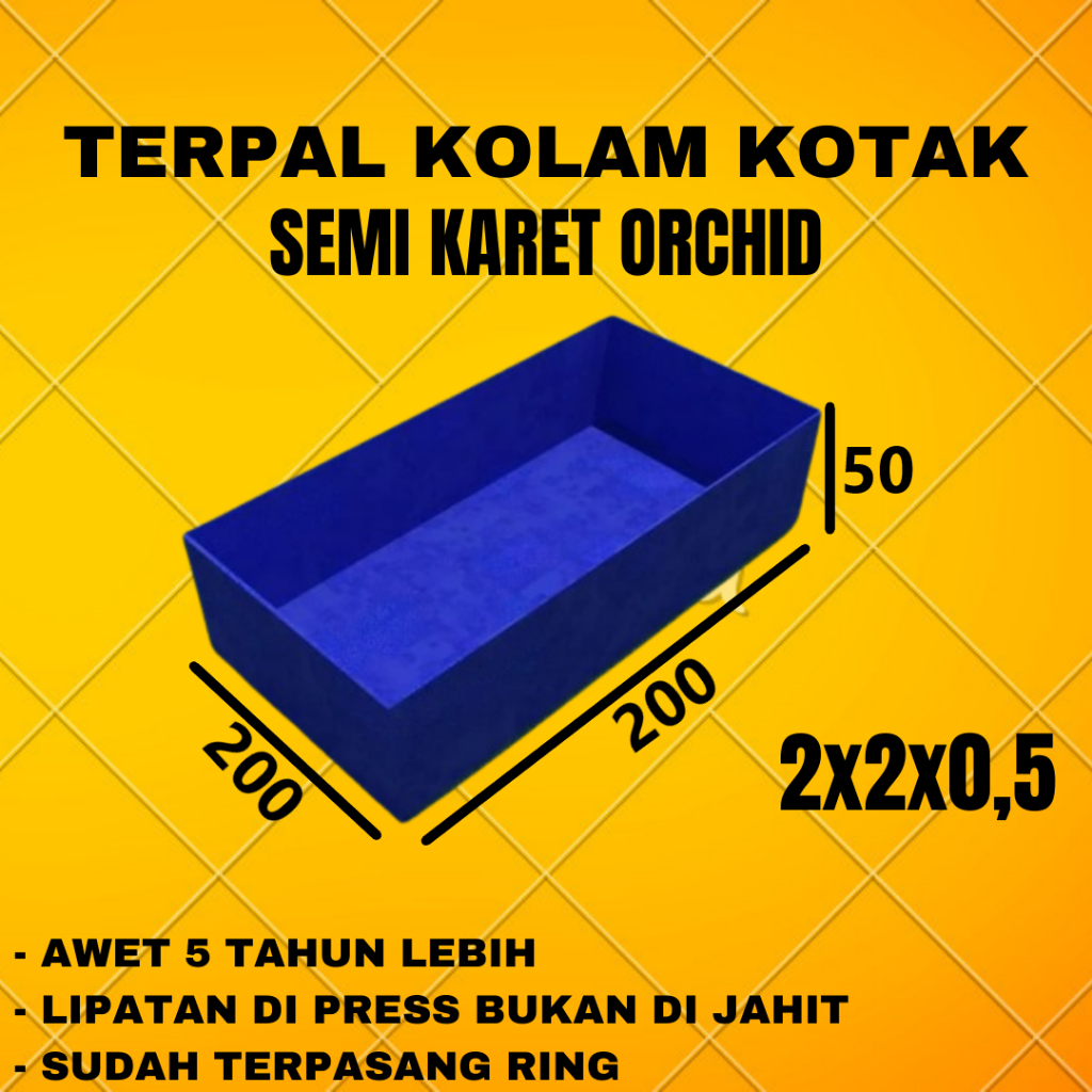 Terpal Kolam Ikan Kotak Semikaret Bahan Tebal Orchid 2x2x0,5 200x200x50 - Barang Ready, Bisa COD