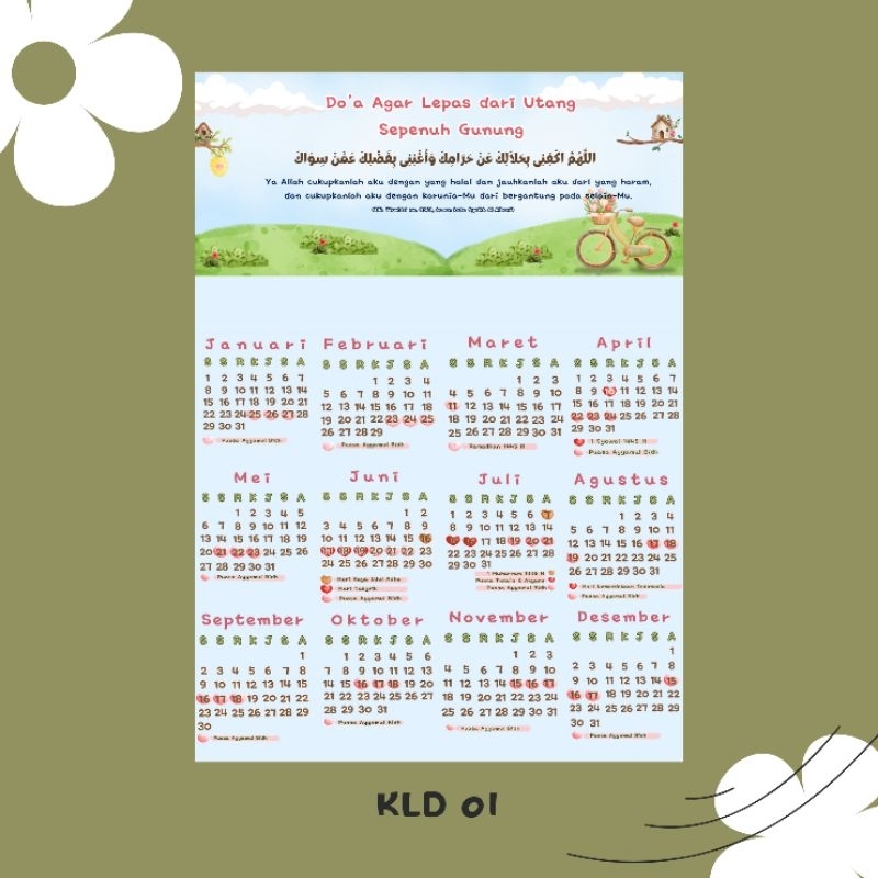 Kalender 2024[1 lembar]/kalender dinding/kalender 2024/kalender dakwah