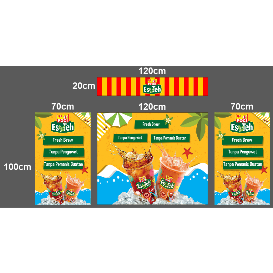 spanduk banner rombong es teh | custom desain | free desain