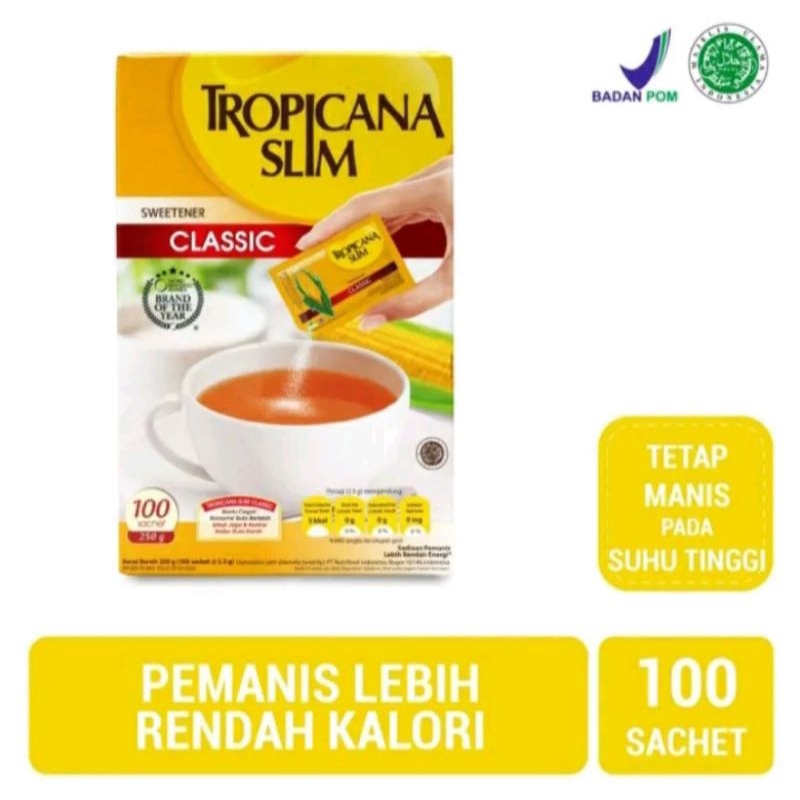 

Promo!!! Tropicana Slim Sweetener Classic isi 100 sachet (Exp 2027)