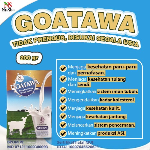 

GOATAWA: Susu Kambing Etawa Bubuk L - Susu Kambing Anak & Dewasa isi 200 gram