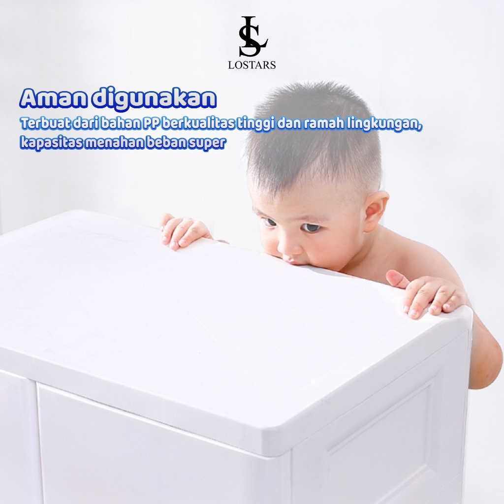 E.Baystore - Lostars Lemari Plastik Jumbo 5 Susun Laci Drawer Storage Cabinet Multifungsi Murah