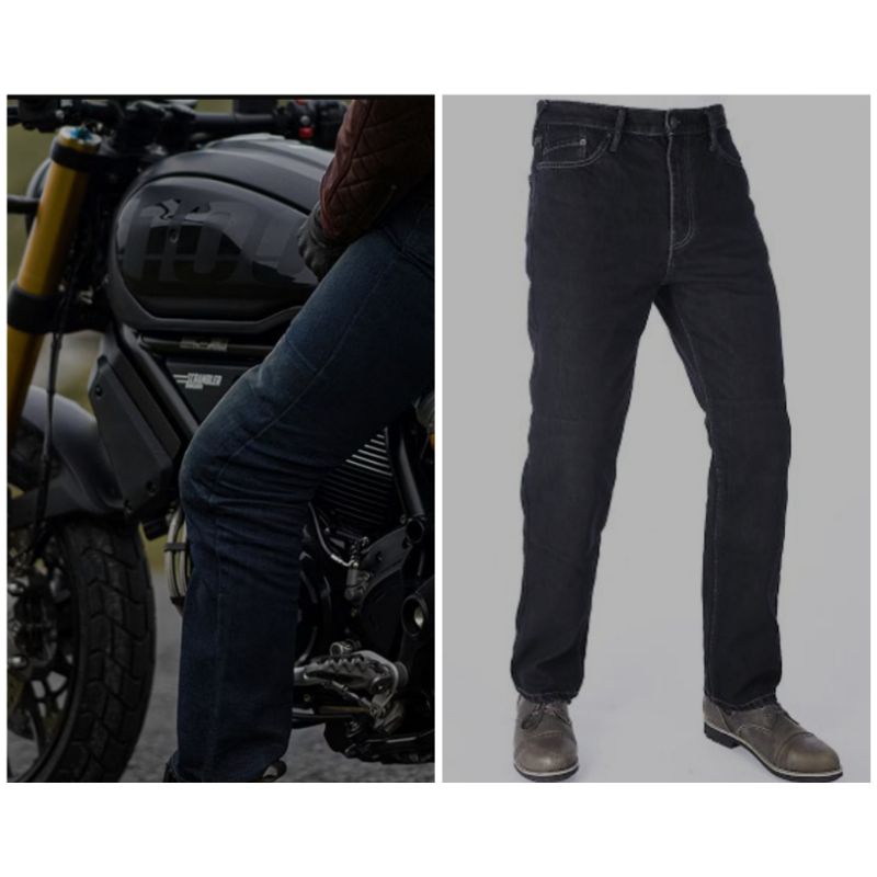 Oxford bikers celana jeans pria slim straight