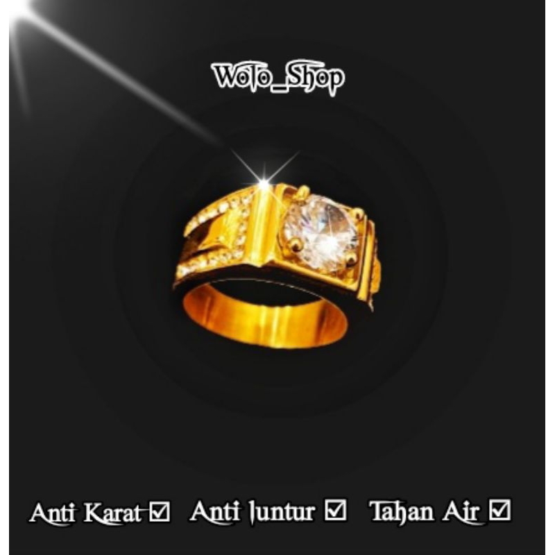 Cincin Pria Permata Diamond Ring Titanium Super Mewah