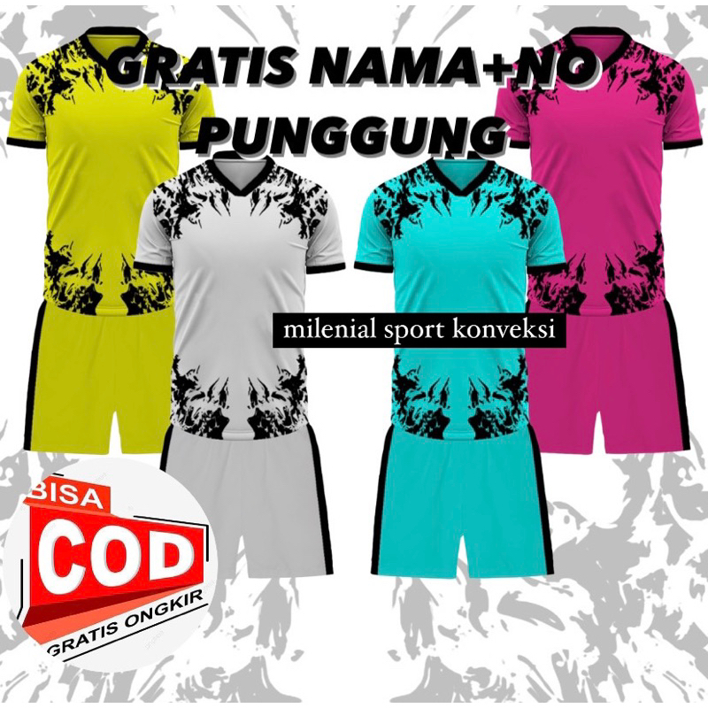Kaos Baju bola sablon nama + nomor Jersey bola Baju bola Futsal Baju bola dewasa Baju futsal Baju fu