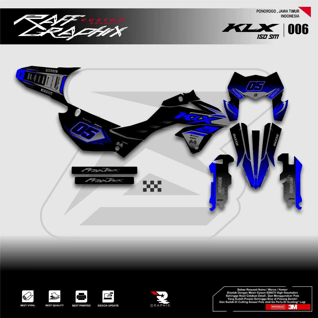 STICKER DECAL KLX 150 SM SUPERMOTO KEREN / DECAL KLX 150 SM KODE 006