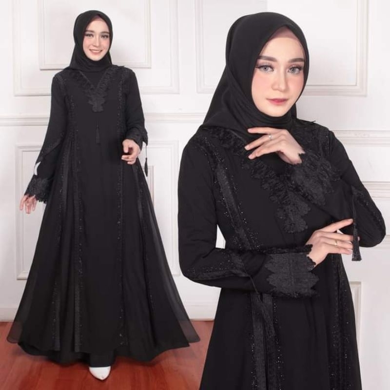 abaya Turkey hitam polos az-zahra by dikafashionshop