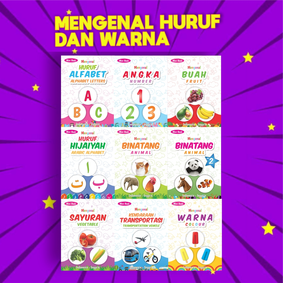 

Buku Anak Edukasi Balita Bayi Bilingual Mengenal Binatang Huruf Mini Book - BM02