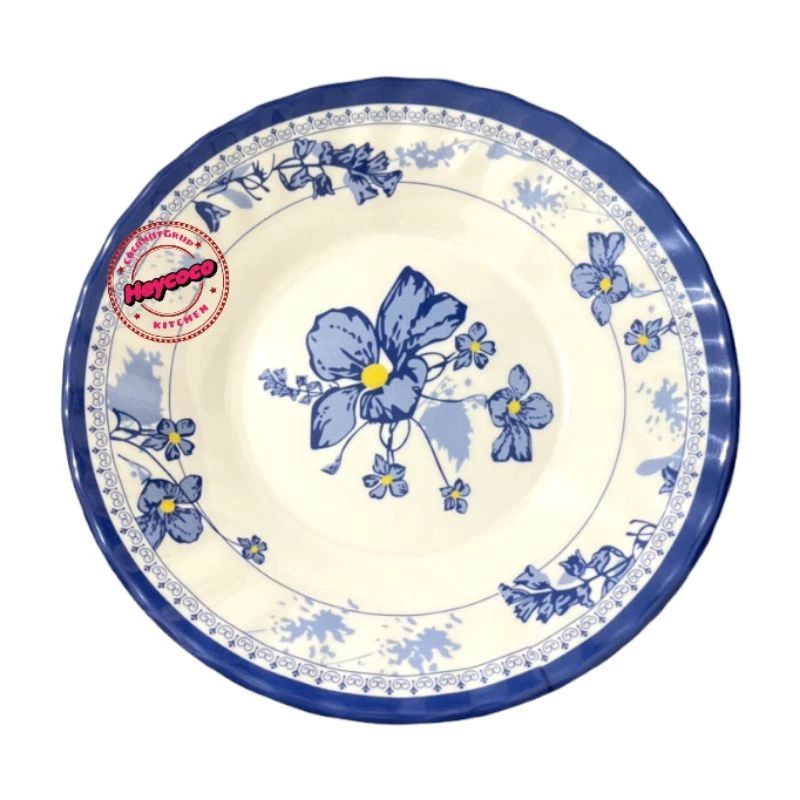 PIRING MAKAN CANTIK MELAMIN BLUEFLOWERS || PIRING 9" MEISHING MELAMIN ASLI