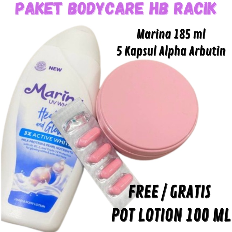 PROMO MURAH BACA GAMBARDESKRIPSI PAKET PEMUTIH BADAN GLOWING RACIKAN MARINA BODY LOTION ALPHA ARBUTI