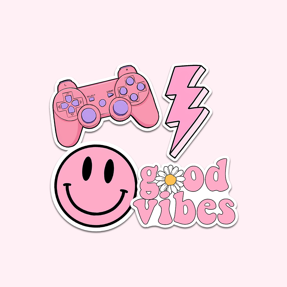 

Sticker Laptop Pink Girl Smile Good Vibes Sticker