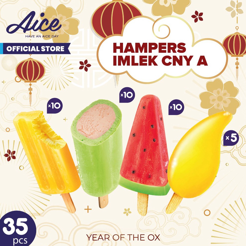 

DISKON Paket Hampers Imlek CNY A Chinese New Year Eskrim Aice Ice Cream Total 35 Pcs Es Krim